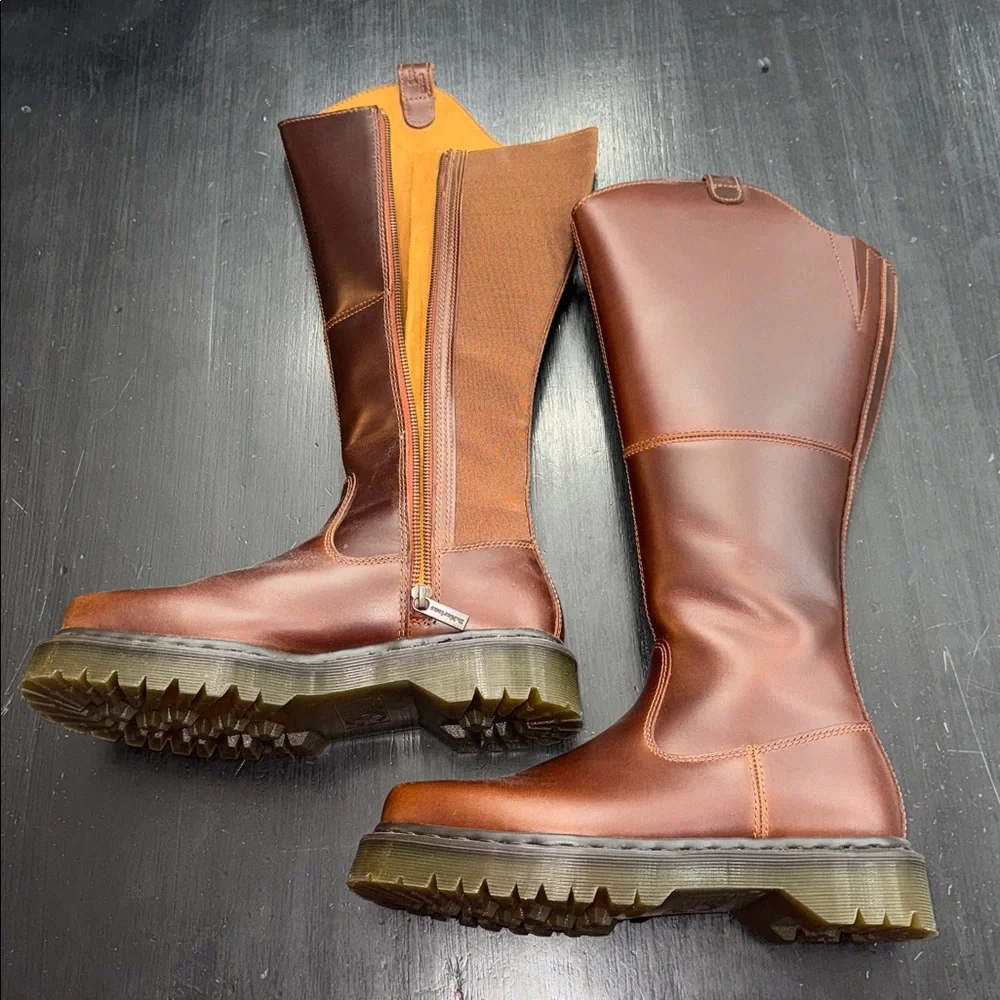 Dr. Martens Brown Leather Heeled Boots - Picture 2 of 12
